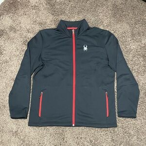 Spyder Men's Dark Gray Jacket with Red Zippers